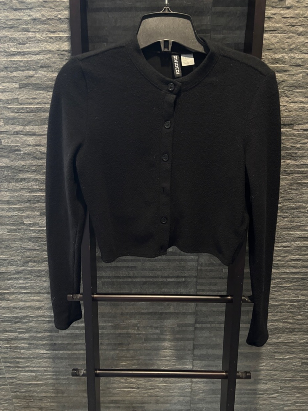 H&M Divided Black Cropped Button-Up Cardigan